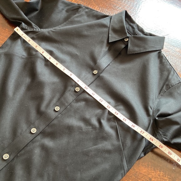 BANANA Republic Long Sleeve Non-Iron Fitted Sateen Shirt Black Size 10 - Picture 10 of 14